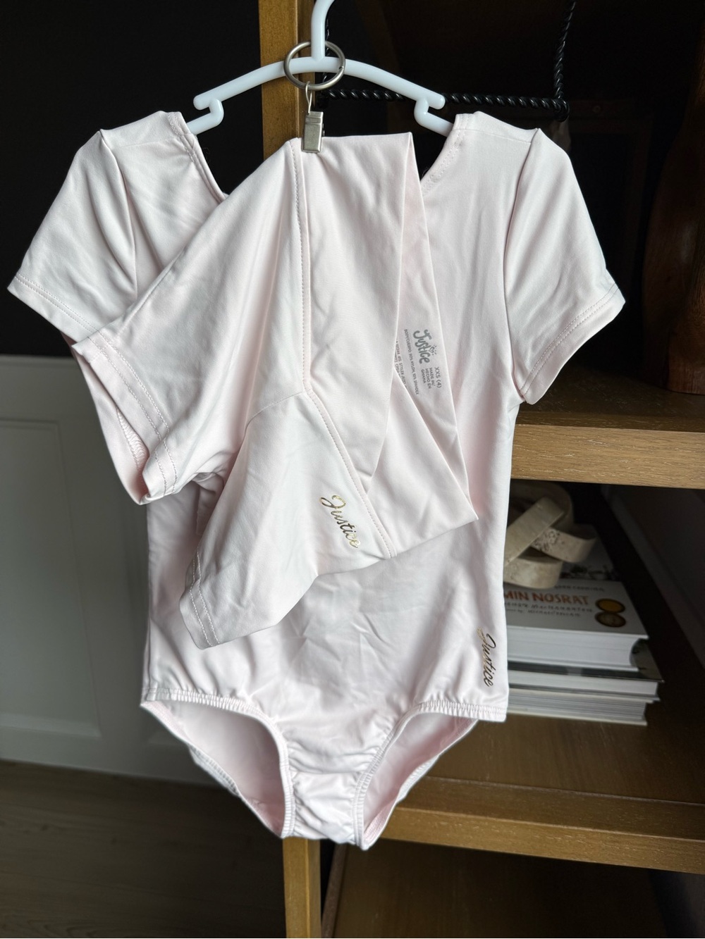 Justice Light Pink Short-Sleeve One-Piece Bodysuit